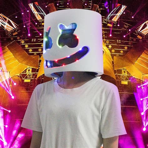 Marshmello Dj Mask Led Lighting Full Head Helmet Halloween Party