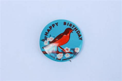 Happy Birthday Button Cute Vintage Button Birthday Pin 1 Etsy