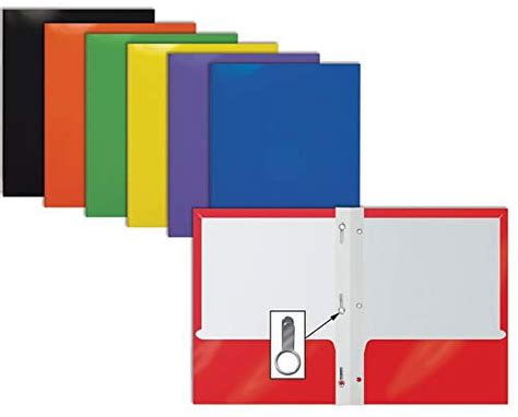 2 Pocket Glossy Laminated Paper Folders With Prongs Assorted Colors