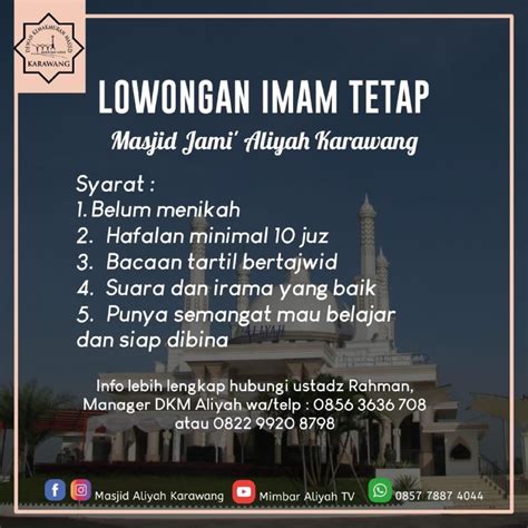 Lowongankerja15.com, lowongan kerja pt honda prospect motor bulan januari 2021. Lowongan Pekerjaan Imam Tetap di Karawang - Loker Imam Tetap di Karawang | Info Loker Muslim