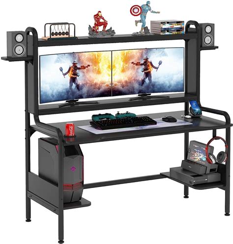 Tiyase Gaming Desk With Monitor Stand 55 Inch Gaming Computer Desk