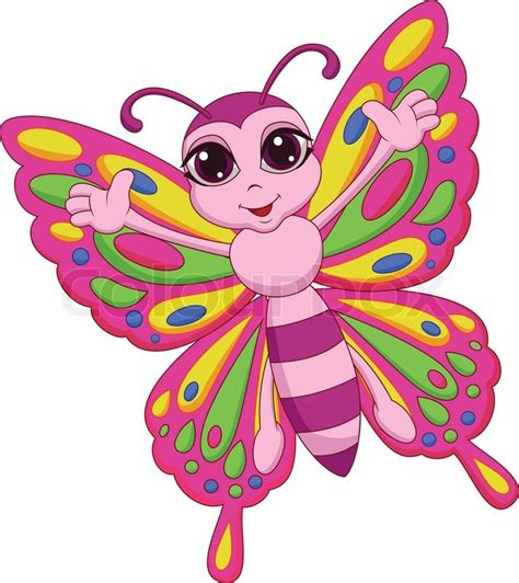 Cartoon butterfly illustrations & vectors. Cute butterfly cartoon | Stock Vector | Colourbox