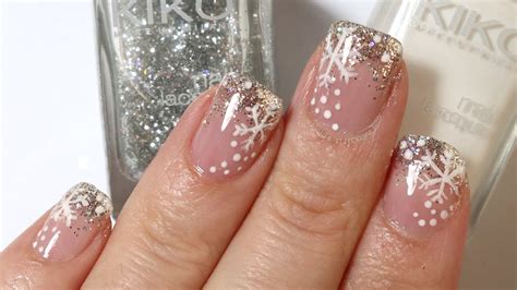 Holographic French Tip With Snowflake Nail Art Youtube