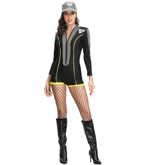 Sexy Long Sleeve Racer Costume Women S Romper With Hat Costumescenter