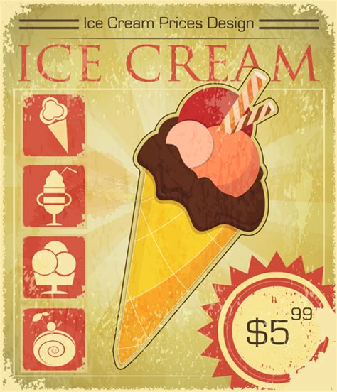 Online ice cream store sale poster template | fotor design maker. Ice cream retro poster design - Vector Cover, Vector Food ...