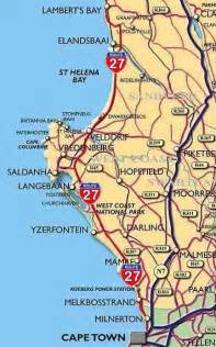 Map Of Route 27 The R27 Cape West Coast South Africa