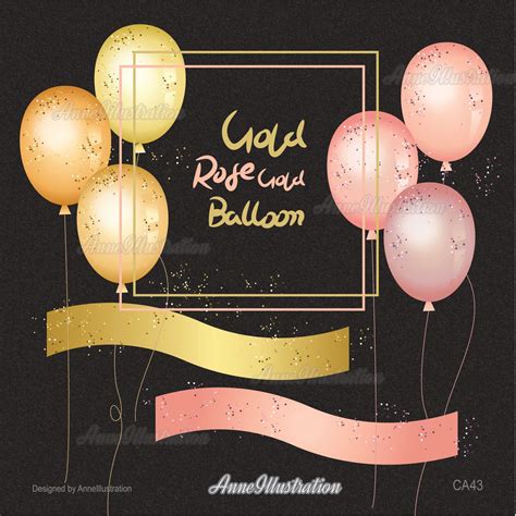 Gold Balloons Clipart,Rose Gold Balloons Clipart,Party Clipart,Event Clipart,Birthday Clipart ...