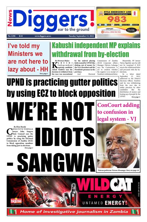 News Diggers! ePaper Edition 1298 Tuesday September 13, 2022 - Zambia