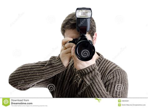 Photojournalist Holding Camera Stock Image Image Of Professional