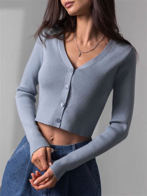 Lichi Online Fashion Store Cropped Ribbed Knit Cardigan