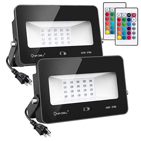 Onforu 2 Pack 35w Rgb Led Flood Lights With Remote Control Ip66