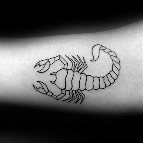 Black Ink Outline Scorpion Simple Line Mens Arm Tattoo Simple Line