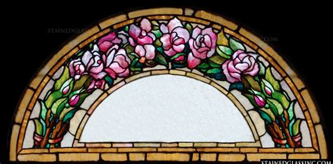Natural variations, in the wide array of materials that the use to create each meyda product, make every item a masterpiece of its own. "Arched Rose Transom" Stained Glass Window
