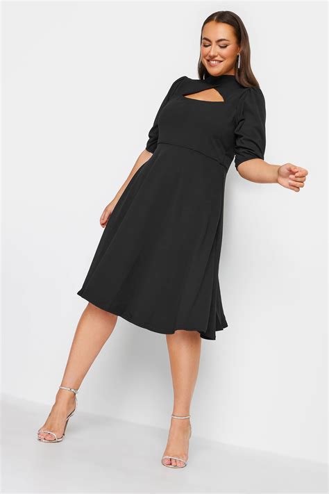 yours london plus size black cut out detail skater dress yours clothing