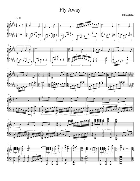 Fly Away Sheet Music For Piano Solo