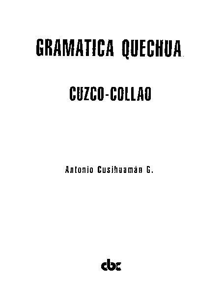 Pdf Gramatica Quechua Cuzco Dokumen Tips Hot Sex Picture