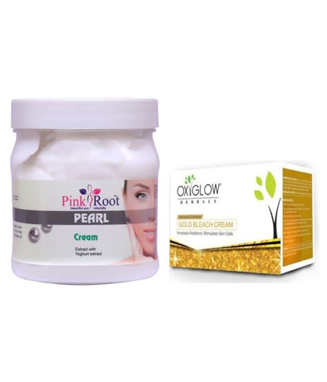 Pink Root Pearl Cream 500gm With Oxyglow Gold Bleach Day Cream 50 Gm