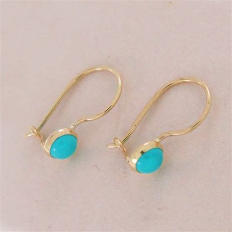 Turquoise Earrings K Solid Yellow Gold Drop Earrings December