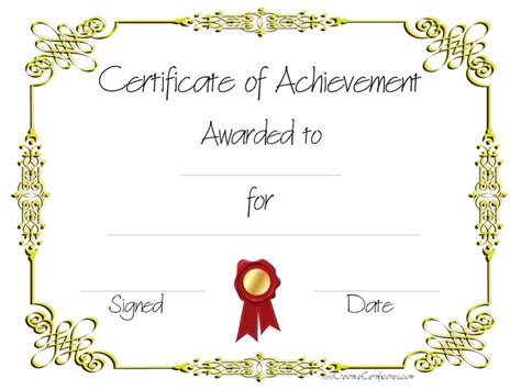 Certificate Of Achievement Awards Certificates Template Free