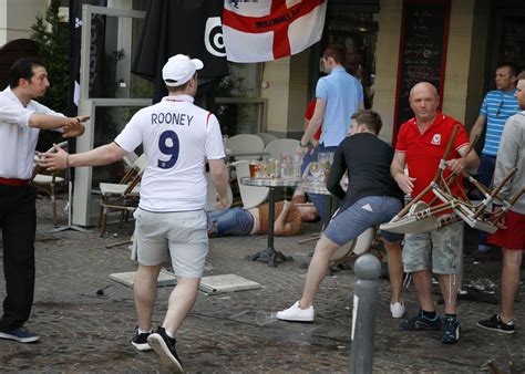euro 2016 video shows england and wales fans uniting to face off against russian hooligans