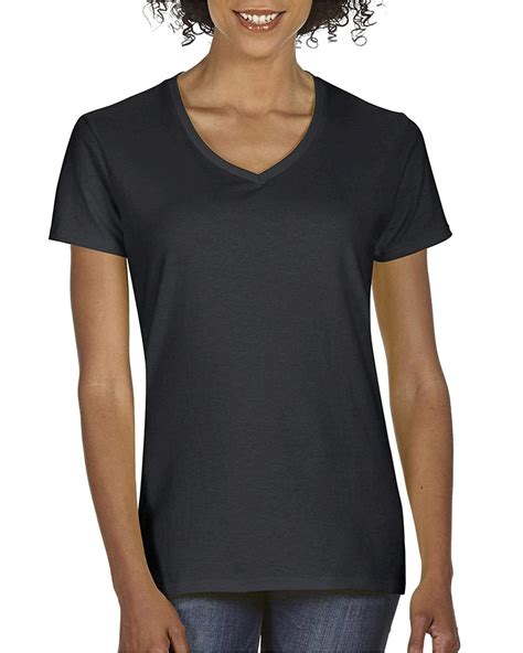Gildan Women S Heavy Cotton V Neck T Shirt 2 Pack Black Black Size Small Yh Ebay