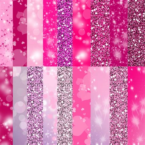 Pink Glitter Paper Digital Paper In Cute Pink Colors Sparkle