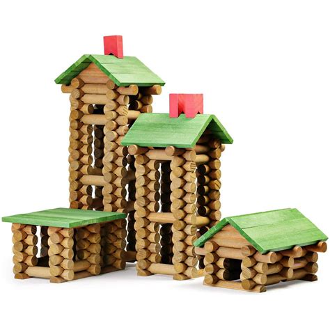 Sainsmart Jr 450 Pcs Wooden Log Cabin Set Building House Toy For