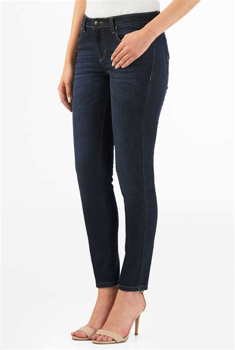 Shop Deep Indigo Denim Skinny Jeans Eshakti