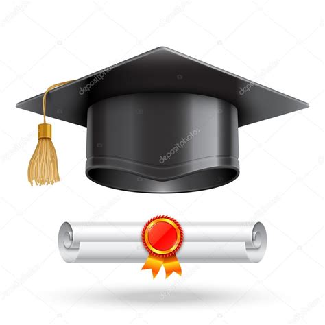 Cap De Graduación Y Diploma Pergamino — Archivo Imágenes Vectoriales