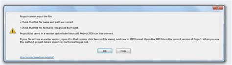 Error While Opening Ms Project 2013 Mpp File Project Cannot