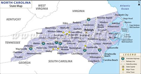 Map Of North Carolina State Map Of Usa Mapvalley