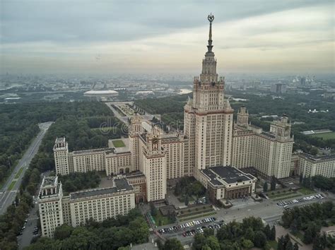 aerial view of lomonosov moscow state university mgu on sparrow hills moscow russia aerial