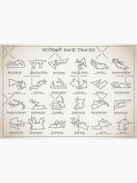 Motogp Race Tracks Blueprint Light Ivory Poster For Sale By