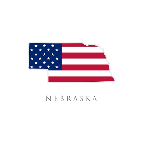 Shape Of Nebraska State Map With American Flag Vector Illustration