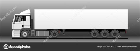 Vector Truck Lorry Semitrailer Side View White Blank Template Truck