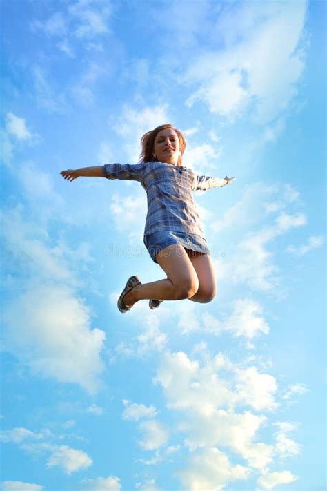 Jump To The Sky Stock Image Image Of Female Good Active 20029629