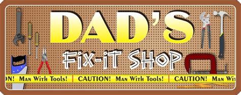 Dads Fix It Shop Personalized Sign With Tools Pegboard Background