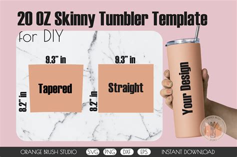 20 OZ Skinny Tumbler Template Straight and Tapered Wraps SVG By Orange