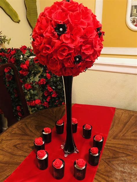 Red And Black Centerpiece Black Centerpieces Centerpieces Red