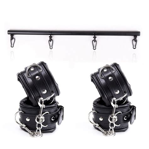 Soft Padded Handcuffs Ankle Cuffs Stainless Steel Spreader Bar Bondage