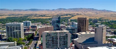 Downtown City Of Boise Idaho Aerial View Stock Photo Image Of Skyline