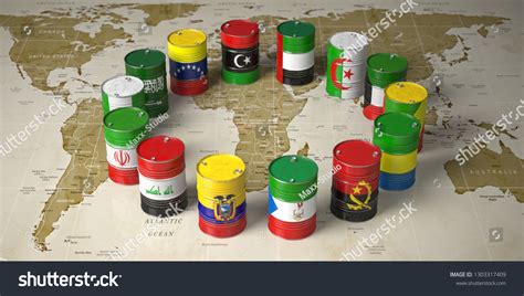 Opec Concept Oil Barrels Color Flags Stock Illustration 1303317409