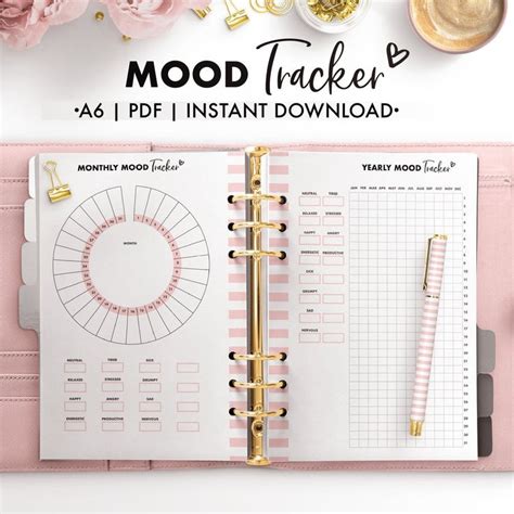 A6 Mood Tracker Bullet Journal Mood Mood Tracker Planner Pages