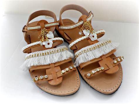 Wedding Gladiator Sandals Boho Chic Sandals White And Gold Sandals