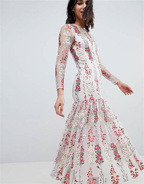Asos Edition Floral Embroidered Drop Waist Maxi Dress Asos