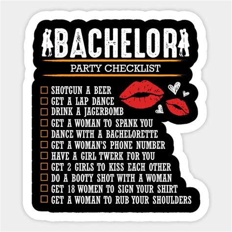 Bachelors Party Checklist Marriage Wedding Quotes Bachelor Party Sticker Teepublic