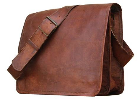 Krish Leather Messenger Bag 15 Leather Full Flap Laptop Bag Eco