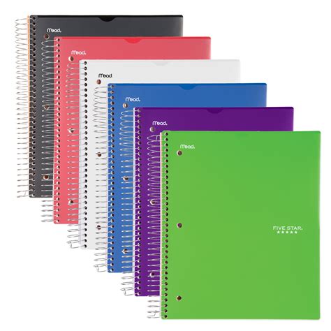 Five Star Customizable Notebook 5 Subject College Ruled Assorted