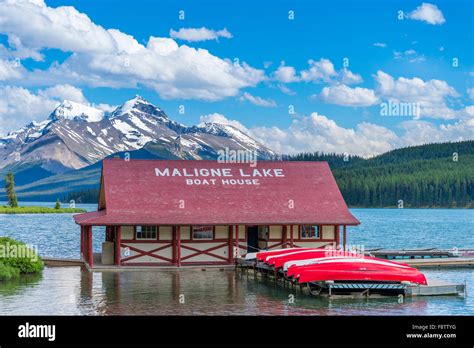 Maligne Lake Boat House Jasper National Park Alberta Canada Stock Photo Alamy