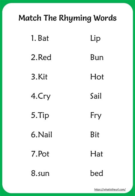 Match The Rhyming Words Worksheets Your Home Teacher Rhyming Words